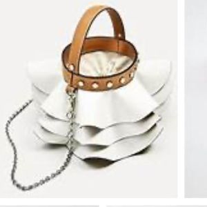 Zara Ruffle Bucket Bag in White